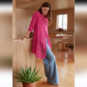 Johnny Was Xander Pamina Tunic in a vibrant fuchsia pink color Boho